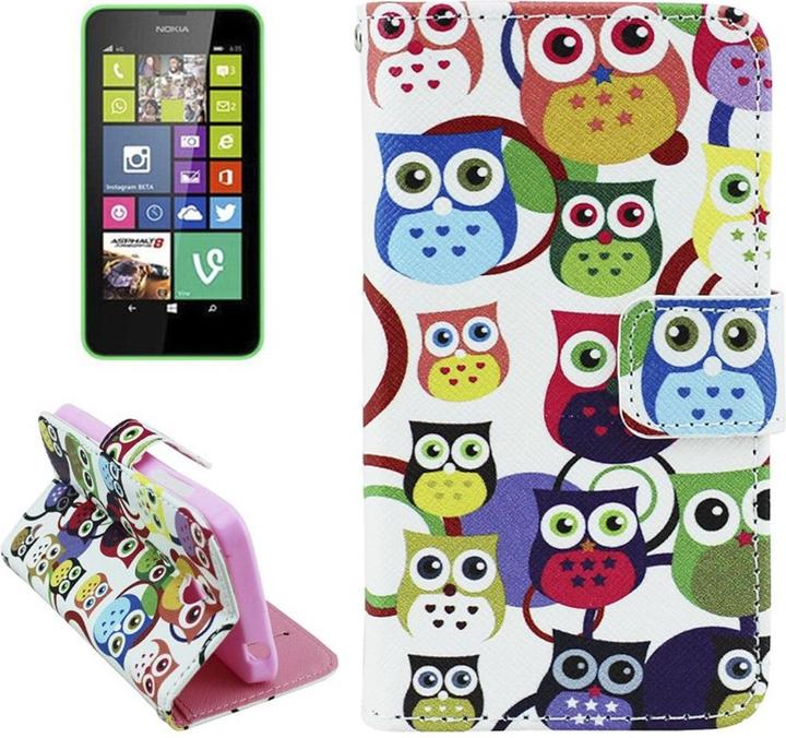 Actual product image König Design Protective cover mobile case (flip landscape) for mobile Nokia Lumia 630 / Lumia 635 Colourful owls (Nokia Lumia 630, Nokia Lumia 635)