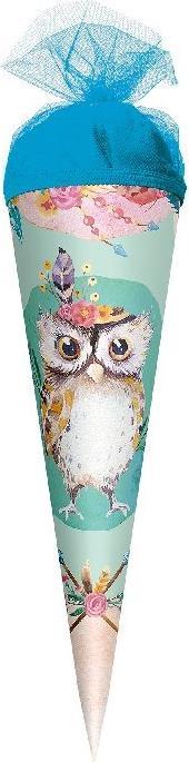 Magni Geschenk-Schultüte klein Eule Lieselotte 50cm - rund Tüllverschluss - Zuckertüte Schulanfang