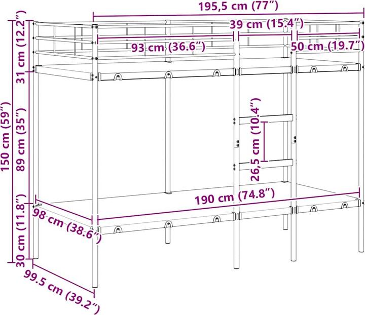 Produktbild vidaXL Etagenbett (100 x 190 cm)