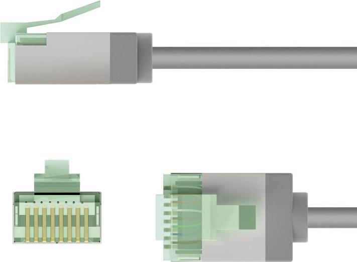 Actual product image Goobay Ultra-flexible CAT 8.1 patch cable, slim, U/FTP, grey (U/FTP, CAT8.1, 0.15 m)