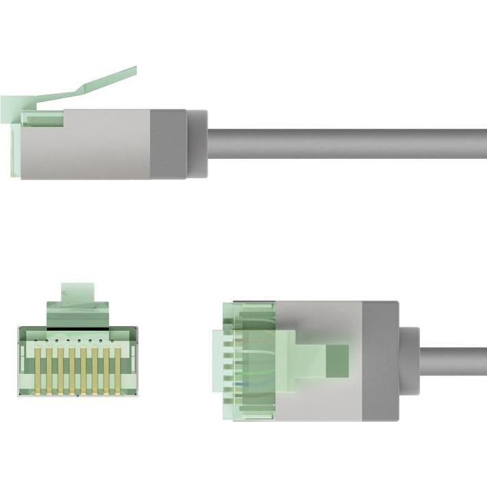 Thumbnail - Goobay Ultraflexibles CAT 8.1 Patchkabel, slim, U/FTP, grau (U/FTP, CAT8.1, 3 m), Netzwerkkabel