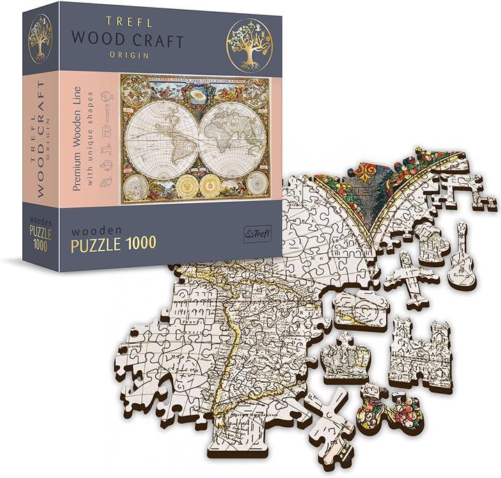 Actual product image Trefl Land and Water Map of the Whole Earth from 1630 (wooden puzzle) (1000 pieces)