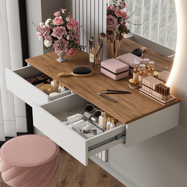 Actual product image Vichy Vanity table Melina, White, 100 cm with LED mirror