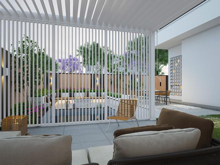 Actual product image Weide Vertical slatted wall 1.23m for Deluxe Plus pergola white (238 cm, 123 cm)