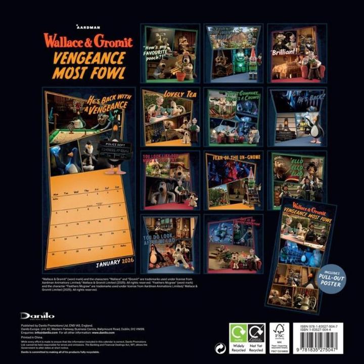 Produktbild Wallace and Gromit 2026 QuadratischWandkalender