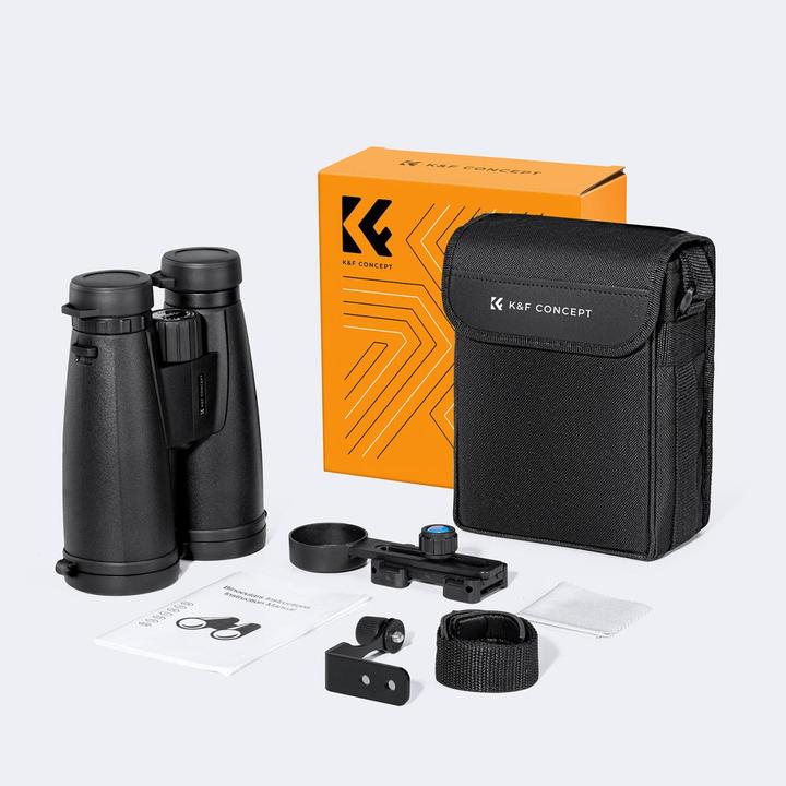 Produktbild K&F Concept 12X50 HD Binoculars, IP66 Waterproof, + Smartphone Adapter, Tripod Adapter, FMC Lens BAK4 Prism (12 x, 50 mm)