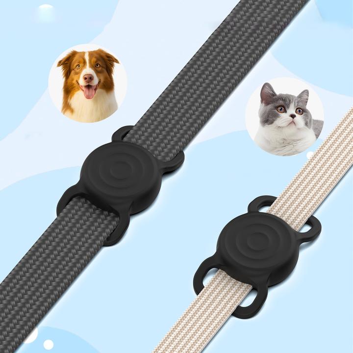 Actual product image Hurtel Wasserdichte AirTag-Silikonhülle für Hunde- oder Katzenhalsband – Schwarz
