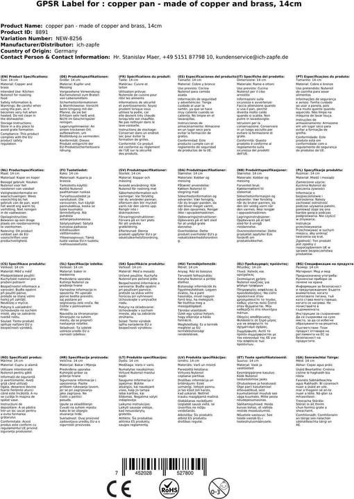 Produktbild Ich-zapfe Kupferpfanne 14 Cm (Bratpfanne, Kupfer, 14 x 3.50 cm)