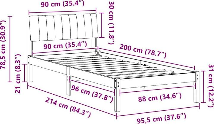 Image du produit vidaXL Plattformbettgestell (90 x 200 cm)