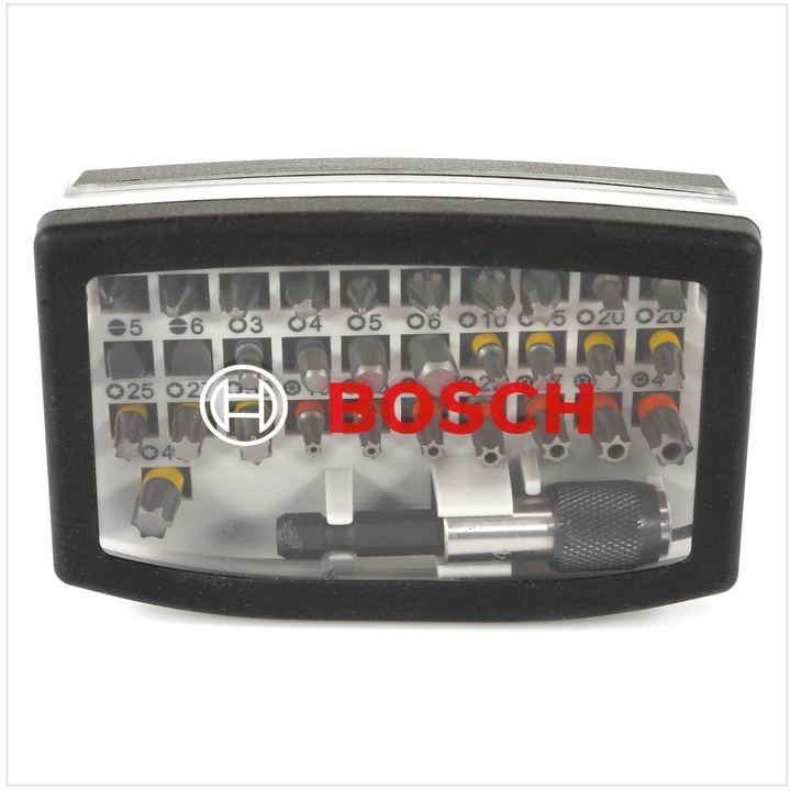 Productafbeelding Bosch Professional Zubehör Bitset 32 stuks Accessoires 2 (Kruis Phillips PH M1, Phillips kruis PH M2, Kruis Pozidriv PZ M1, Kruis Pozidriv PZ M2, Phillips kruis PH M3, Kruis Pozidriv PZ M3, Zeskantbus TX met gat M10, Zeskantbus TX met gat M20, Zeskantbus TX Met gat M25, Zeskantbus TX met gat M27, Zeskantbus TX met gat M30, Zeskantbus TX Met gat M40)