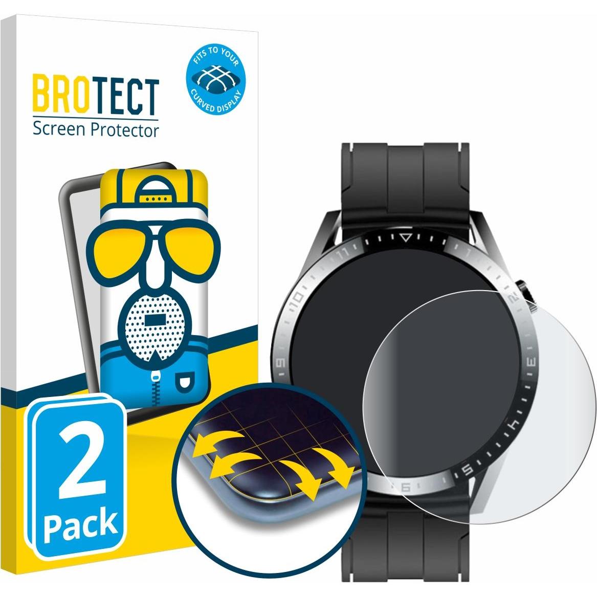 BROTECT Fullscreen Schutzfolie Displayschutz Folie Matt Entspiegelungsfolie, Smartwatch Schutzfolie, Schwarz
