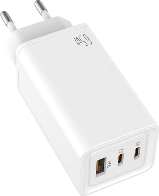 Actual product image Leotec Cargador 65w Gan Carga Rapida 2 USB Tipo-C Pd 1 USB-A Blanco (65 W)