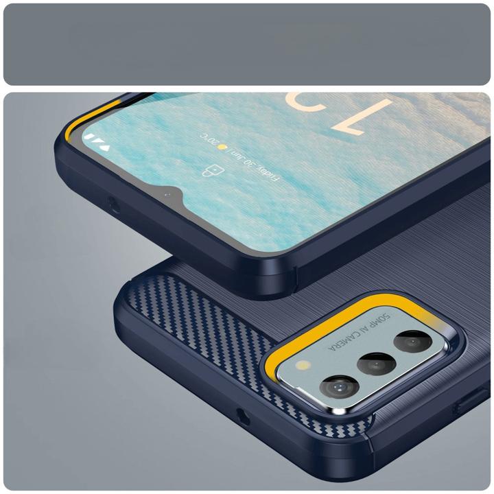 Produktbild Cover-Discount Nokia G22 - Metall Carbon Look Hülle blau (Nokia G22)