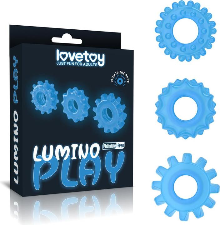 Produktbild Lovetoy Lumino Play Set 3 Penis Ring Blaues Licht