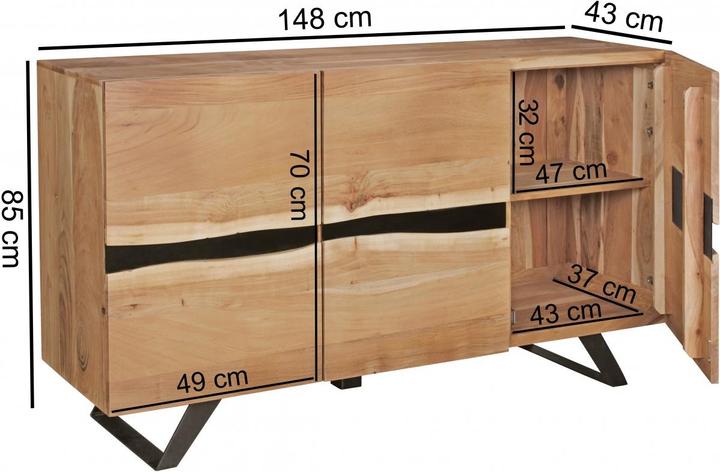 Image du produit Wohnling Satara (148 x 43 x 85 cm)