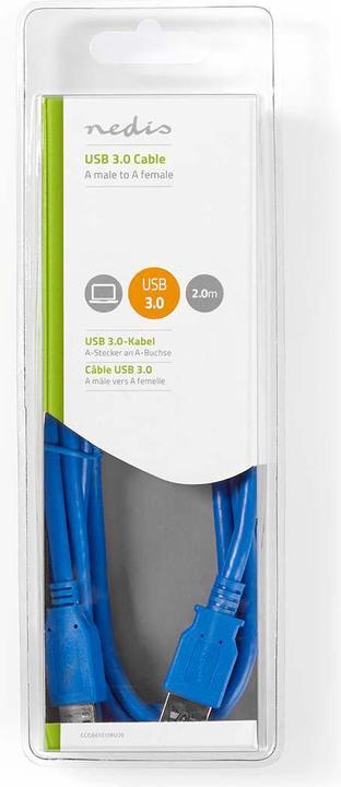 Produktbild Nedis Kabel USB 3.0 A Stecker - A Buchse 2.0 m blau (2 m)