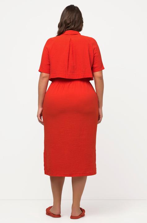 Produktbild Ulla Popken Midikleid, Hemdkragen, Halbarm, Musselin (54)