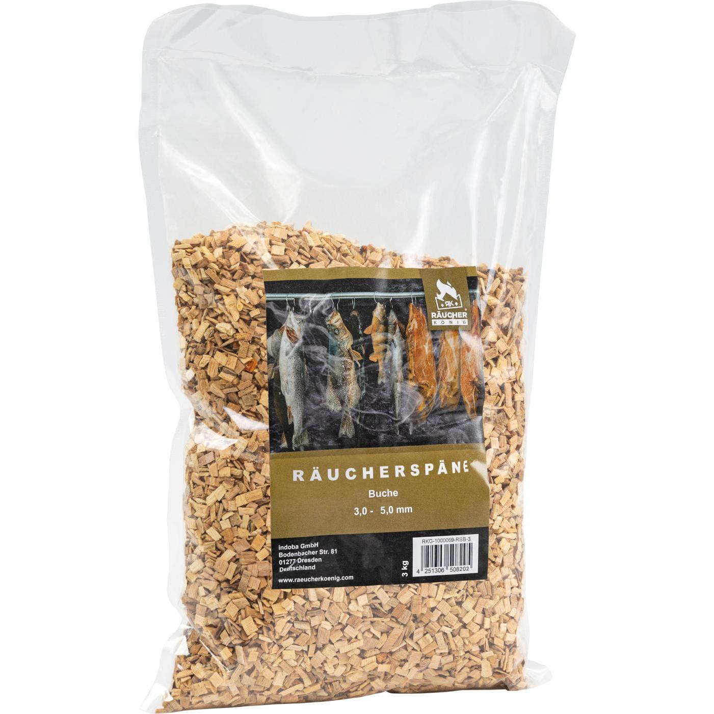 RK Räucher König, Smoker Zubehör, Räucher König Räucherspäne Buche 3000 g 3,0 - 5,0 mm
