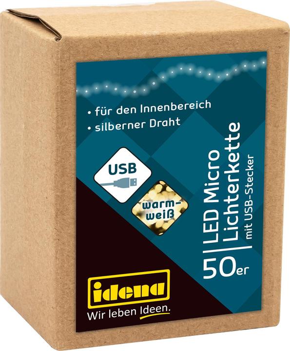 Produktbild Idena Lichterkette 50 Micro LED ww USB (2.75 m)
