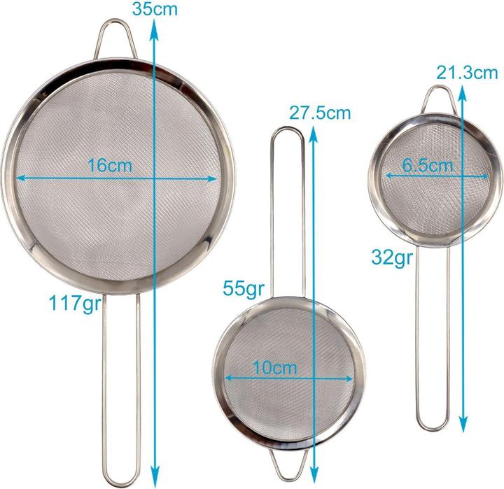 Produktbild Intirilife 3x Küchensieb Set in verschiedenen Grössen (18 cm)