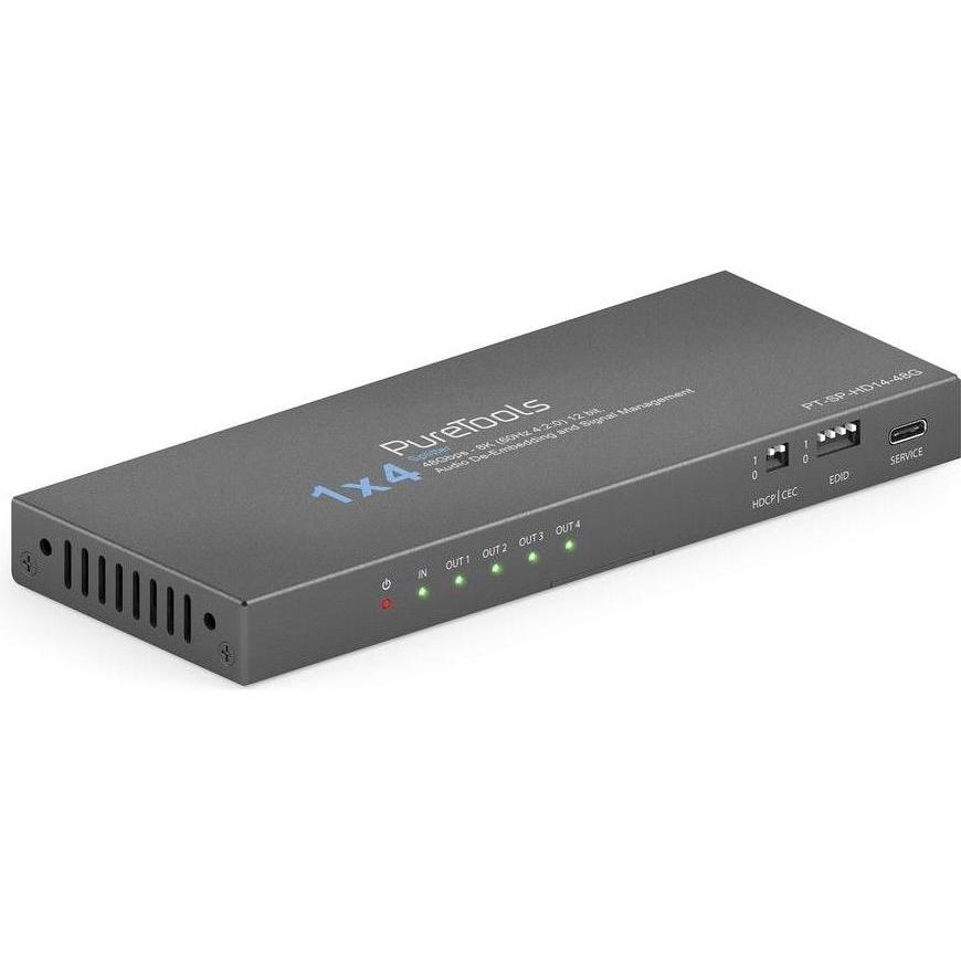 Thumbnail - Purelink PureTools - 1x4 HDMI2.1 Splitter - 48Gbps - 8K (60Hz 4:2:0) 12 bit, Audio De-Embedding und Signal M, Switch Box