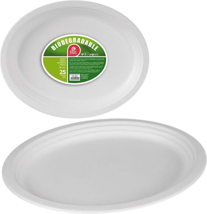 Produktbild Best Products Green Geschirr-Set Zuckerrohr ø 32 cm Biologisch abbaubar Einwegartikel 25 Stück (25 x)