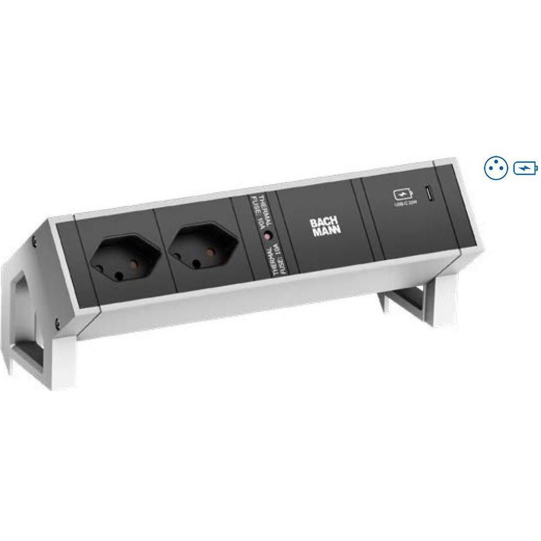 Bachmann, Steckdosenleiste, Desk 2 - 2 AC-Ausgänge - Indoor - Typ E - 1 Stück(e) (2 x, CEE 7/5, CEE 7/3, 0.20 m)
