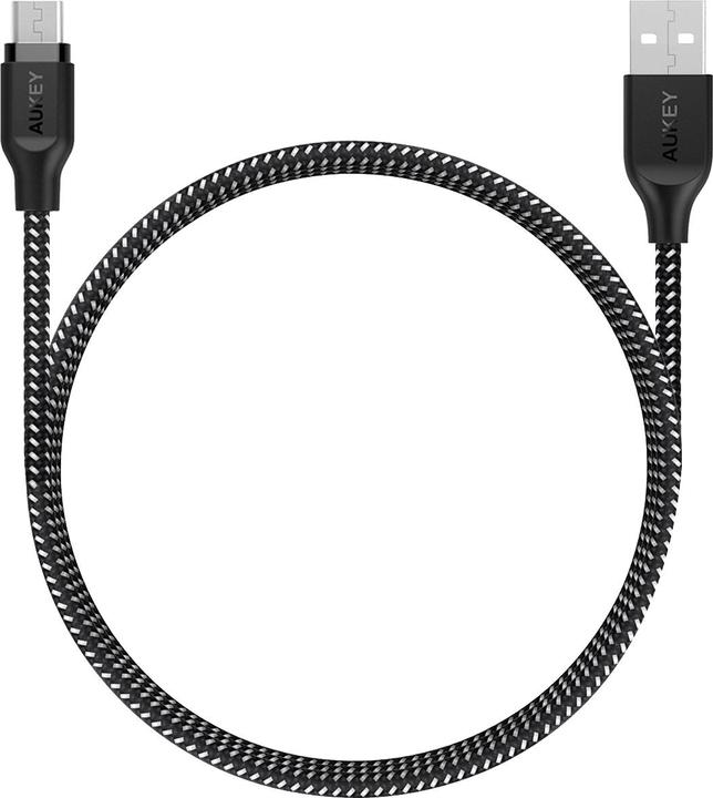 Image du produit Aukey CB-AM2 Câble USB 2.0 Micro USB tressé 2m Noir/Blanc (2 m, USB 2.0, 12 W)