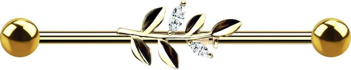 Immagine prodotto Star Piercing Barbell 14k vergoldet mit Olivenblatt (Acciaio chirurgico 316L, Ottone)