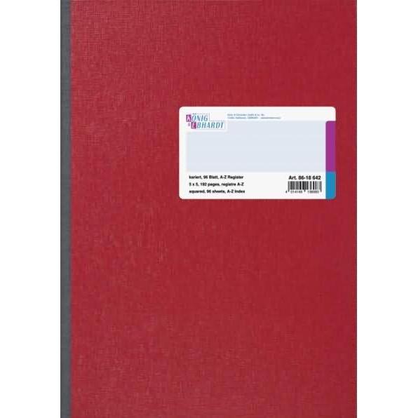König & Ebhardt, Heft + Block, Kladde A4 kariert 96 Blatt Register A-Z Spezialpappe rot (A4, Kariert)