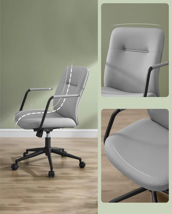 Image du produit Songmics Chaise de bureau avec dossier rembourré et accoudoirs, gris