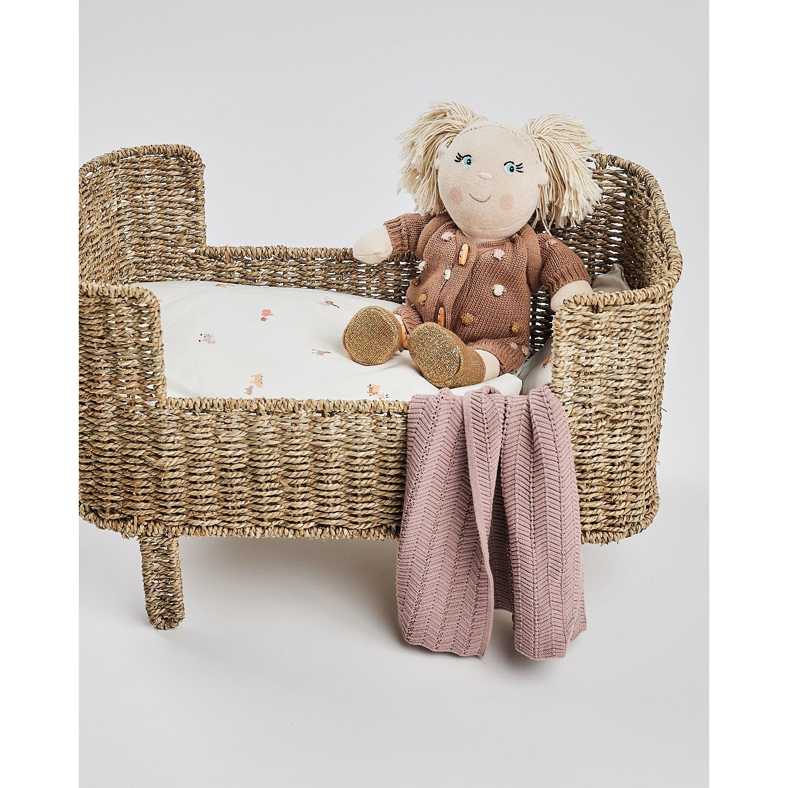 Thumbnail - Smallstuff - Doll blanket, fishbone knit, powder - (40017-23)