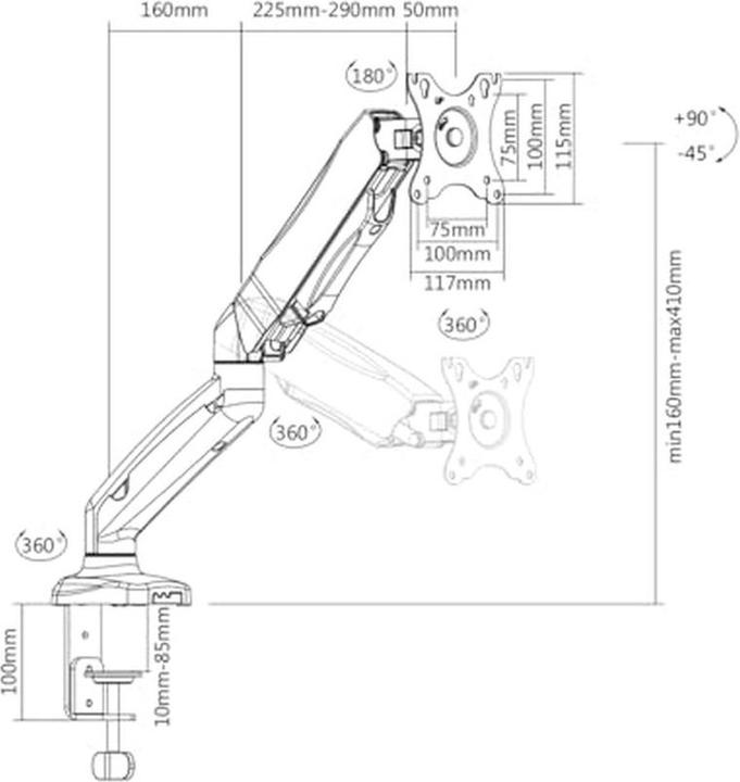 Produktbild myWall Vollbeweglicher Tischhalter für Flachbildschirme (Tisch, 32", 9 kg)