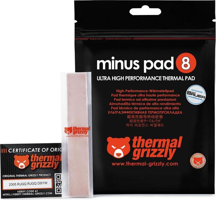 Actual product image Thermal Grizzly Minus Pad 8 (1 mm, 8 W/m K)