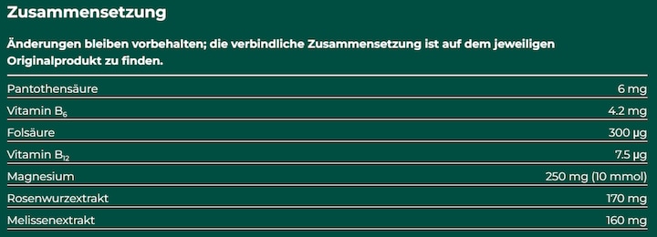 Valori nutrizionali e ingredienti Berocca PRO Pro Nerva Brausegran (1 Pezzo/i, Granuli, 248 g)