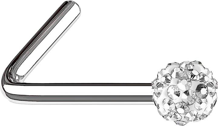 Produktbild Star Piercing Nasenstecker gewinkelt silber Kristallkugel silber (ohne Messing, Chirurgenstahl 316L)