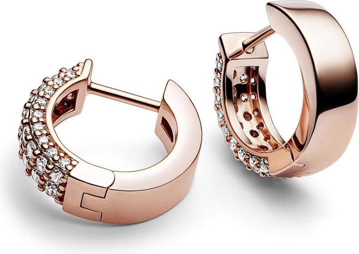 Actual product image Pandora Timeless Double Row Pavé Earrings - 282622C01 (Metal, rose gold-plated)