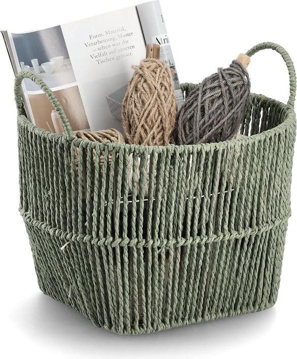 Actual product image Zeller Present Storage basket, woven paper, sage (1 x, 30 x 21 cm)