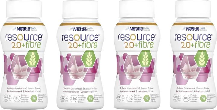 Actual product image Resource 2.0+Fibre Drink Strawberry (Strawberry, 4 x)