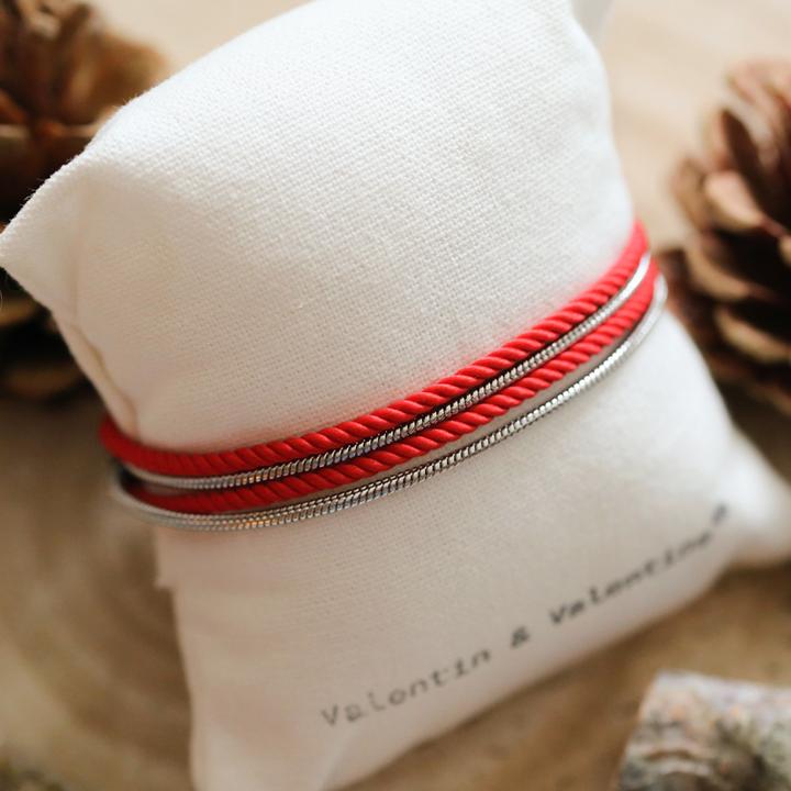 Produktbild Val&Val Rotes Herrenarmband (Acier, Cordon)