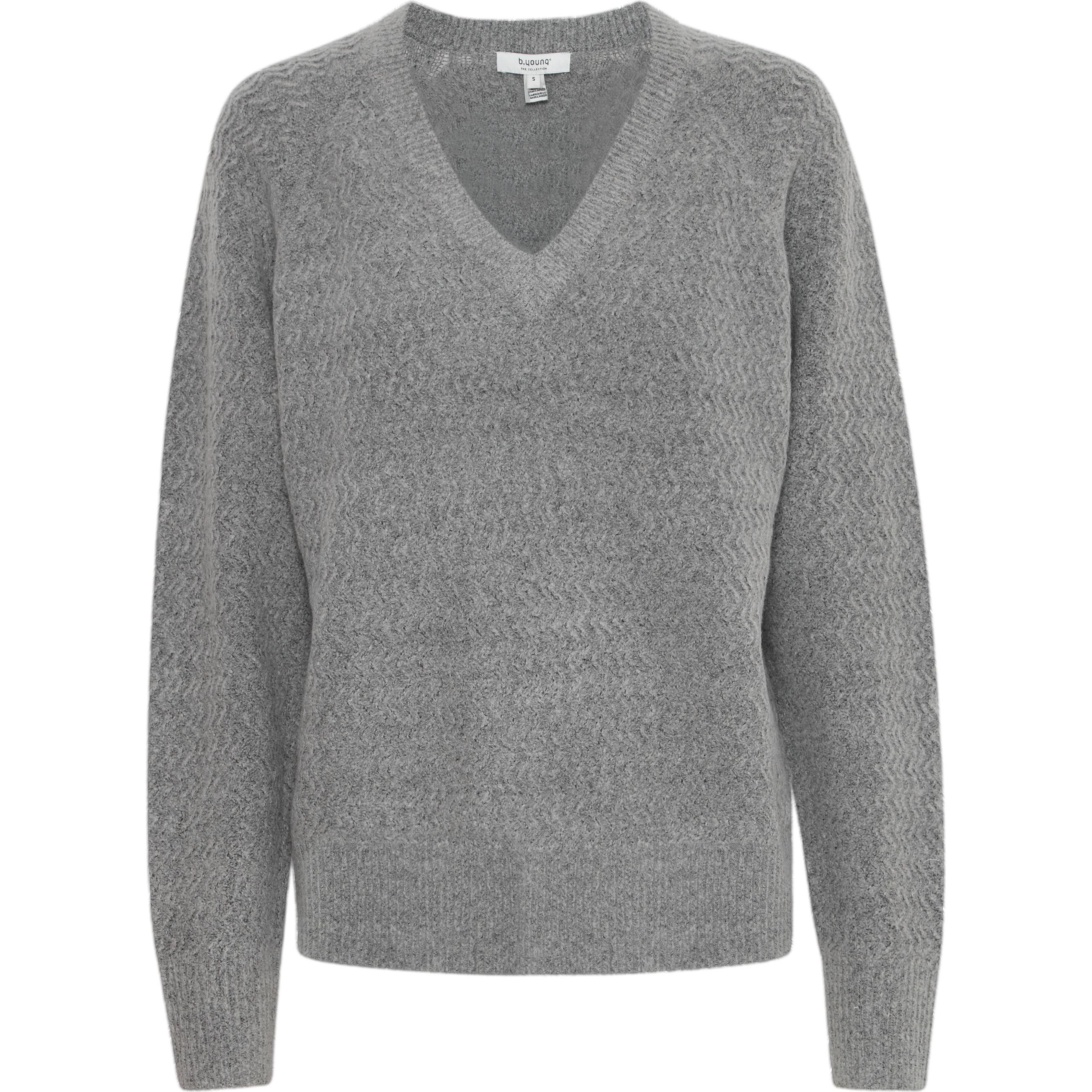 B.young, Damen, Pullover, pullover merli structure, Grau, (XS)