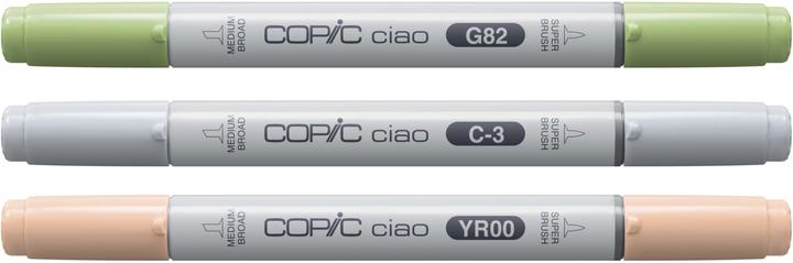 Produktbild Copic CIAO - Marker (YR-00 Powder, C-3 cool Gray No. 3, G-82 Spring Dim Green, 6 mm, 3 x)