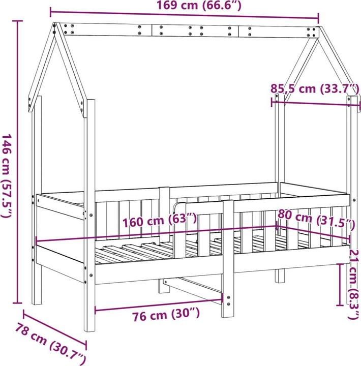 Nährwerte und Zutaten vidaXL Kinderbett Hausbett (80 x 160 cm)