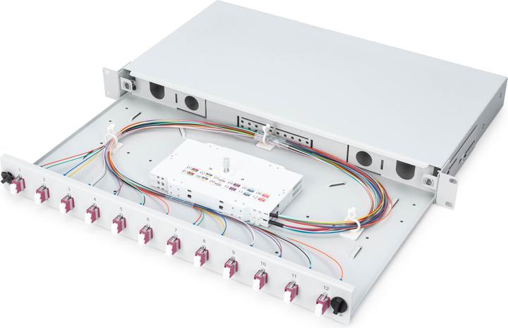 Actual product image Digitus Extendable fiber optic - splice box 1U Equipped 12xLC duplex incl. M 25 screw splice cassette F...