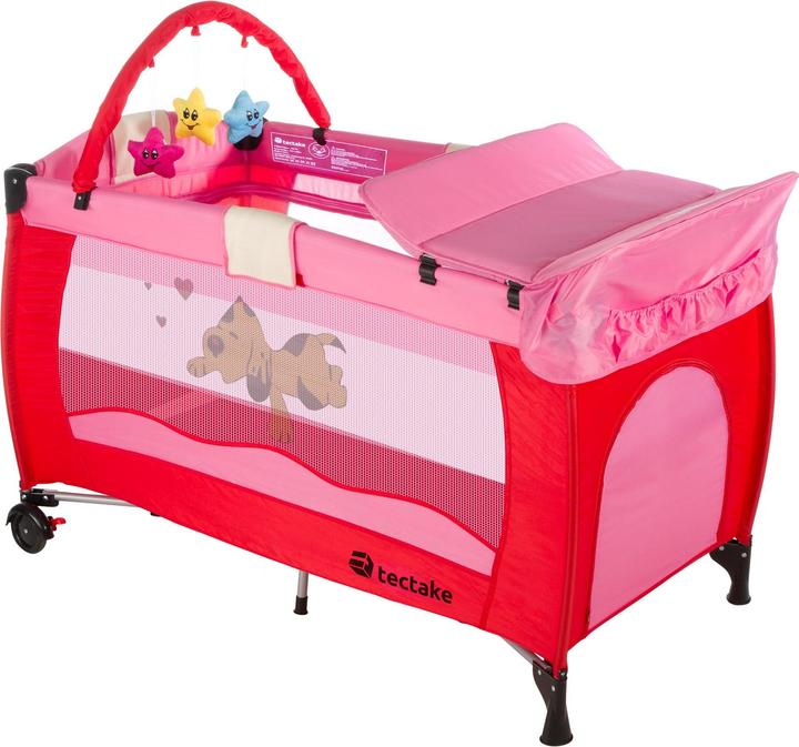Produktbild tectake Kinderreisebett Hund mit Wickelauflage und Transporttasche (60 x 120 cm)