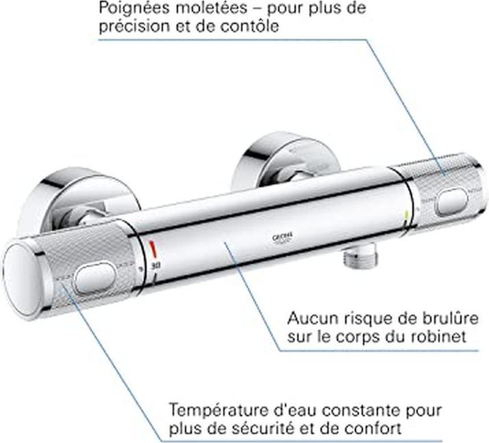 Produktbild Grohe Precision Feel Thermostat-Brausearmatur, mit ProGrip-Griff, wassersparend, chrom