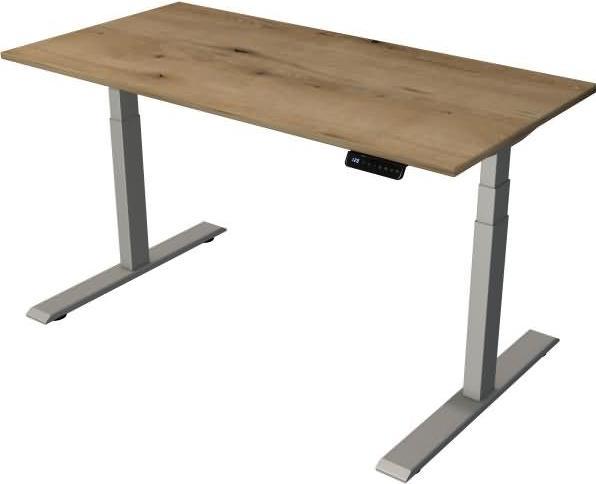 Actual product image Kerkmann Smart office height-adjustable desk oak rectangular T-leg frame silver 140.0 x