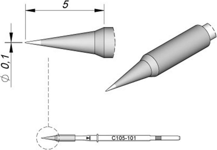 Produktbild JBC Tools C115101 Lötspitze Rundform, gerade Spitzen-Grösse 0.1 mm Inhalt 1 St. (Lötspitze)