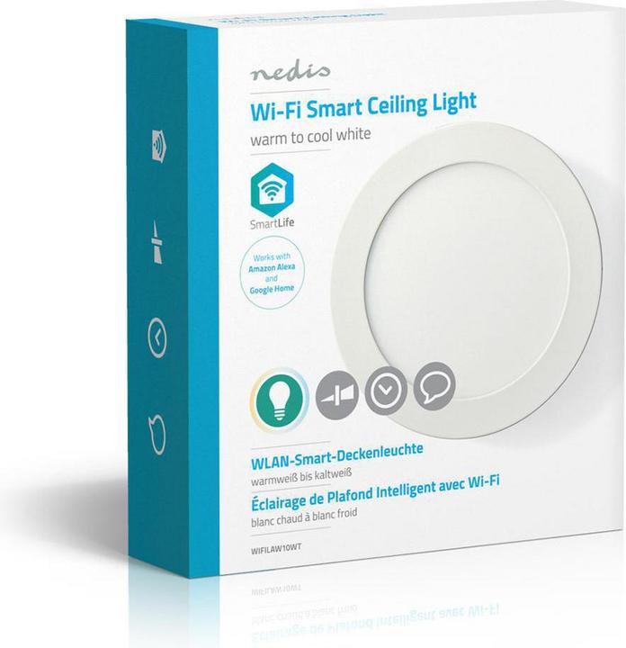 Immagine prodotto Nedis SmartLife - Plafoniera WLAN - Bianco freddo/Bianco caldo - Controllo vocale - Integrato nel Ned (800 lm)