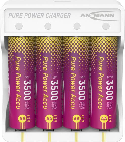 Actual product image Ansmann Pure Power Set, Ladegerät inkl. 4x Mignon AA 1,5V Li-Ion Akkus, inkl. USB-C Ladekabel (4 pcs., AA, AAA, Battery + charger)